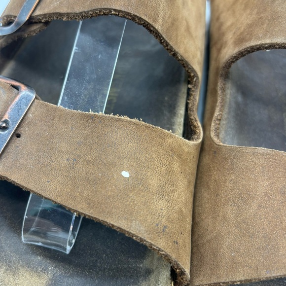 Birkenstock Brown Leather Size 38 Women's 7 Buckle Sandals Double Strap Slingbac - Picture 4 of 9